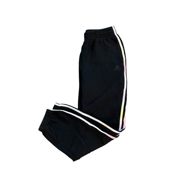 ADIDAS Loose Fit XL Sweatpants Black Pastel Stripes Activewear Loungewear - Picture 1 of 7